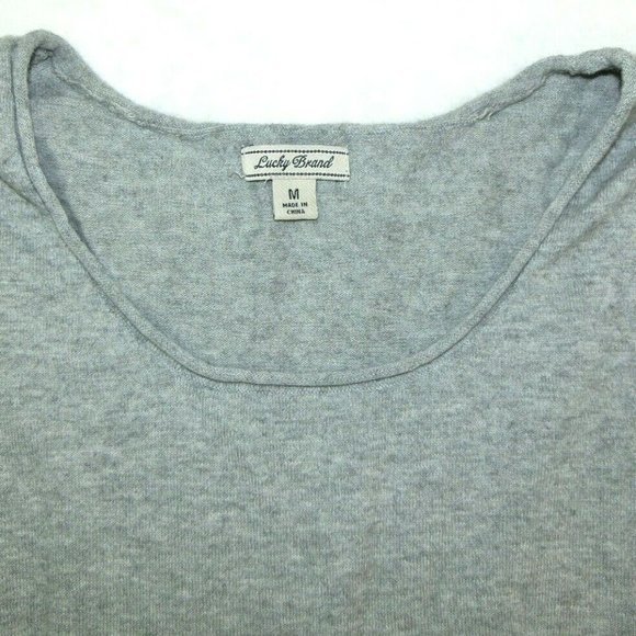 Lucky Brand LS Medium Grey Lace Knit Top Shirt - Picture 4 of 8